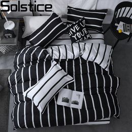 Bedding sets Solstice Set Duvet Cover Pillowcase bed linens Black And White Stripe Printing Quilt Bed Flat Sheet Queen Size 230711