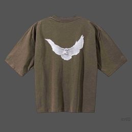 Tripartite Dove Mens T-shirts Designer Kanyes Wests Fashion Co Branded Men Oversize Tees Polos Peace Doves Printed Mens and Womens 2023