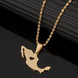 Pendant Necklaces Stainless Steel Trendy Mexico Map Necklace Gold Color Jewelry