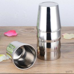 Mugs MagiDeal Stainless Steel Mini Double Layer Camping Travel Home Water Mug Cup 180ml for picnic dinner camping R230712