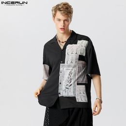 Men's Casual Shirts INCERUN Tops 2023 Handsome Chinoiserie Printed Well Fitting Male Comfortable Short Sleeve Lapel Blouse S-5XL