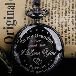 Pocket Watches Quartz Watch Engraved Necklace Chain Clock Grandfather Festival Gift