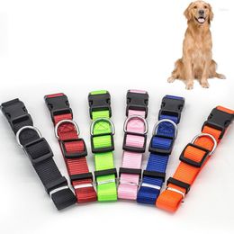 Dog Collars Solid Colour Imitated Nylon For Cats Outdoor Walking Lost Avoid Pet Accessories Multi Colours Basic Harness XS-XL