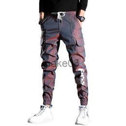 Men's Pants 2023 Reflective Cargo Pants Men Handsome Joggers Casual Streetwear Drawstring Hip Hop Men Clothing Jogging Pants Trousers Men J230712