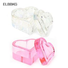 Acrylic Powders Liquids 1pc Heart Shape Cup Liquid Dish Rainbow Crystal Clear Glass With Lid Bowl For Powder Nail Art Tool Kit 230712