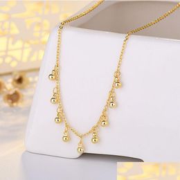 Pendant Necklaces Round Beads Necklace Gold Plated Women Girls Lady Jewelry Christmas Gift Drop Delivery Pendants Dhxvp