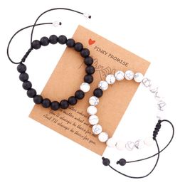 Beaded Mens Bracelets Strand Couples Matching Jewellery Set Lava Rock Stone Beads Friendship Gift Drop Delivery Dhihp