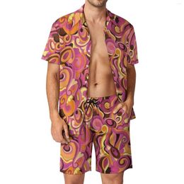 Men's Tracksuits Dream Men Sets Colourful Liquid Print Novelty Casual Shirt Set Short Sleeve Custom Shorts Summer Beach Suit Plus