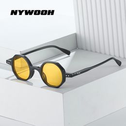 NYWOOH Fashion Small Round Sunglasses Men Vintage Brand Designer Square Sun Glasses Women Ins Popular Hip Hop Eyewear