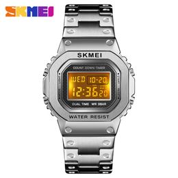 SKMEI 1456 Sportuhren Militär Sportuhren Analog Digital Edelstahl SHOCK LED Quarz Armbanduhren Relogio Masculino