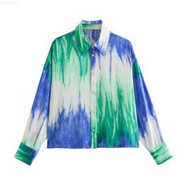 Women's Blouses Shirts Shirt 2023 New Fashion Spring Summer Blouses Chic Tie-Dye Loose Long-Sleeved Street Joker Women's Shirt Tops L230712