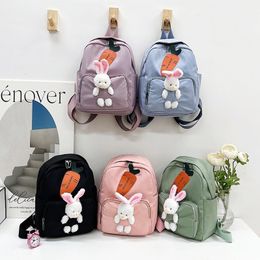 Backpacks Kindergarten Schoolbag for Girls Cute Plush Bunny Backpack Lightweight Nylon Breathable Boy Bag for Ages Three To Six 230712