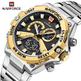 New Style NAVIFORCE Mens Luxury Quartz Analogue Digital Wristwatch Military Sport Luminous Chronograph Man Watch Relogio Masculino