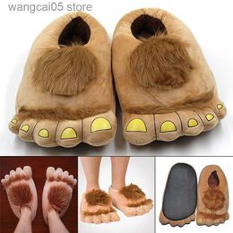 Slippers Newly Furry Warm Slippers Big Hairy Unisex Savage Hobbit Feet Plush Home Slippers Halloween Shoes T230712