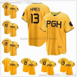 Gold 2023 City Connect Replica Player Baseball Jerseys 13 Ke'Bryan Hayes 10 Bryan Reynolds Andrew 22 McCutchen 21 Roberto Clemente 8 Willie Stargell 23 Mitch Keller