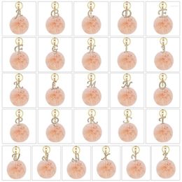 Keychains Fashion 26 English Letters Zircon Pendant Key Chain For Women Men Plush Ball Keyring Soft Bag Clip Accessories Jewellery