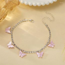 Anklets Fashion Jewellery Cute Simple Pink Butterfly Foot Chain Exquisite Punk Animal Anklet For Women Girl Bohemian Beach Accessories