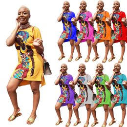 9Color New African Dresses for Women Summer Short Sleeve Dashiki Print Rich Bazin Nigeria Clothes Ladies African Clothing219B