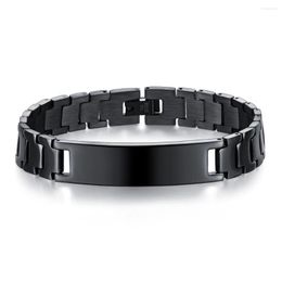 Link Bracelets Fashion Stainless Steel Metal Bracelet Men Black Glossy Surface Charm Friendship Jewellery