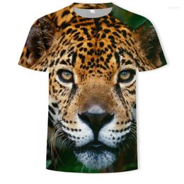 Men's T Shirts Summer Vintage Leopard Print Shirt Men Harajuku Short Sleeve Streetwear Clothes