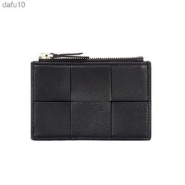 Coin Purse Women's Sheepskin Braided Short New Small Wallet Multi-Card Position Document Bag Leather Fashion Small Card Holder L230704