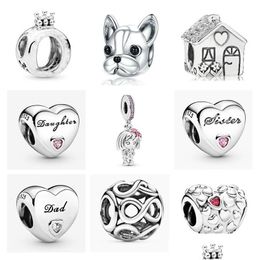 Charm Bracelets New Popular 925 Sterling Silver Charm Crown Pet Dog House Diy Beads Suitable For Primitive Pandora Bracelet Womens Je Dhzgz