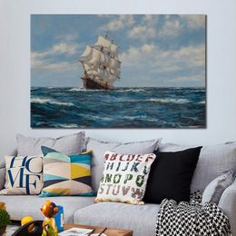 Marine Ship Canvas Wall Art the Star of Peace Montague Dawson Painting Handmade Seascape Bedroom Decor