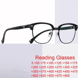 Sunglasses Male Half Frame Magnifying Reading Glasses Plus 0- 6.0 Fashion Anti-blue Light Computer Eyeglasses Men Hyperopia Leesbril Mannen