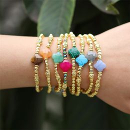 Beautiful Elastic Bead Luckly Four Leaf Clover Crystal Bracelet For Women Colourful