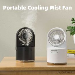 Electric Fans Portable Table Mist Fan USB Rechargeable Small Water-cooled Fans Desk Spray Fan With 3 Gear Speed Wind For Home Office Outdoors R230712