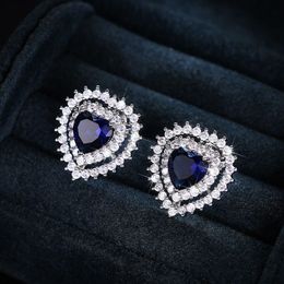 Romantic Women's Heart Stud Earring 8 Color Simple Stylish Girl Love Earring Gift Brilliant Cubic Zirconia Luxury Jewelry