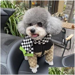 Dog Apparel Soft And Warm Designers Clothes Pet Winter Cotton Coat Jacket Cold Weather Pets Casual Sweater With Letter Drop Delivery Dhpvm