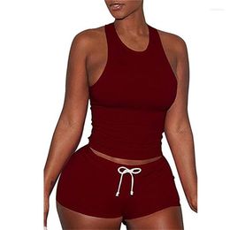 Women's Shorts Two Piece Set Outfits Crop Tops Summer Matching Sets Gym Fitness Sportwear Clothes For Women