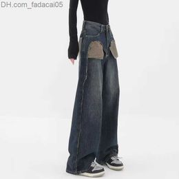 Женские джинсы S5XL Jeans Женский патч -дизайн дизайна Harajuku Vintage New осенняя мода женские брюки Полный соответствующий упаковщик уличная джинсовая ткань BF Z230712