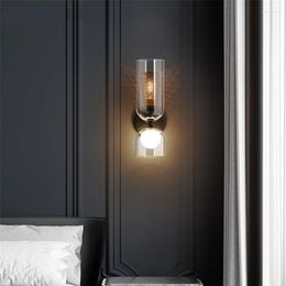 Wall Lamp Nordic Wrought Iron Glass Two Heads Mirror Light For Living Room Bedroom Bedside Study Modern Decorate Home