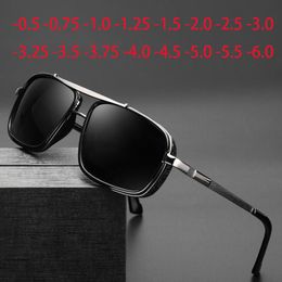 Sunglasses 0 -0.5 -0.75 -1.0 To -4.0 Gray/Tea Lens Prescription Sunglasses Men Polarised Myopia Lens Goggle Punk Sun Glasses 230712