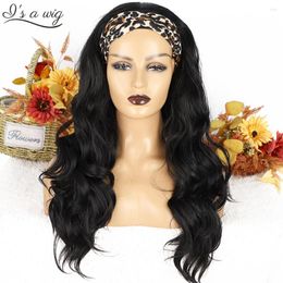 Synthetic Wigs I's A Wig Headband Long Wavy Black For Women Heat Resistant Glueless Daily Use Brown Red Hair