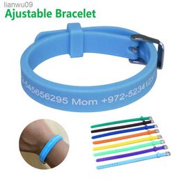 Adjustable Custom Bracelets Engraved Phone Number Bangles Autism Kids Wristband AntiLost Bands DIY Gift for Lover L230704