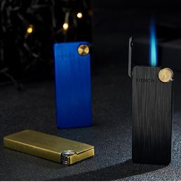 Latest Torch Wheel Jet Lighter 4 Colors Metal Inflatable No Gas Cigar Butane Windproof Lighters Smoking Tool Accessories