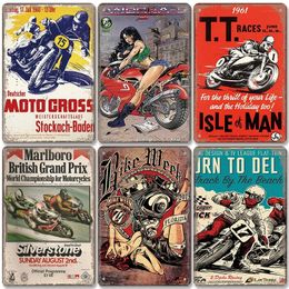 Personalised Motocross Poster Vintage Motorcycle Metal Signs Isle of Man Tin Sign Rero Wall Decor for Garage Club Man Cave Gift For Motorcycle enthusiasts w01