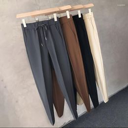 Men's Pants Men Stretch Ankle Length Harem Elastic Waist Business Fashion Classic Solid Thin Casual Trouser Male A07