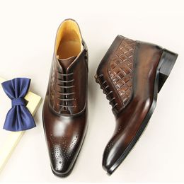 Premium Cool 2024 Outdoor Type Business Office Handmade Genuine Leather Boots Fashion Men's Zipper Shoes