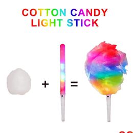 Party Decoration Non-Disposable Food-Grade Light Cotton Candy Cones Colorf Glowing Luminous Marshmallow Sticks Flashing Key Christma Dh5Ft