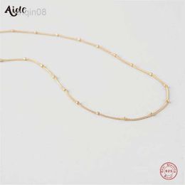 Pendant Necklaces Aide 925 Sterling Silver French Style Minimalist Elegant Slim Beads Chain Necklace For Women Girl Gift Clavicle Choker Necklaces HKD230712