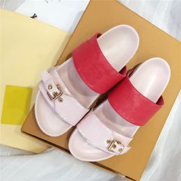 Louisely Dia Buckle Bom Designer Luxury Flat Mule Pink Red Sandal Flat Mule Best Quality Viutonly Vittonly