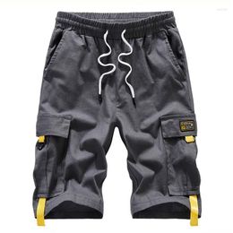 Men's Shorts Plus Size 9XL Streetwear 2023 Summer Cotton Side Pocket Breeches Male Elastic Waist Casual Cargo Knee Length