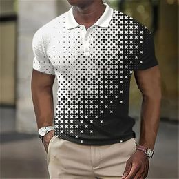 Men's TShirts Polo Shirt Golf Shirts Plaid Turndown 3d Print Tees Streetwear Short Sleeve Buttondown Fashion Clothing Casual Blouse Top 230711
