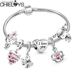 CHIELOYS Trendy Romantic 2021 Silver Color Charm Bracelet With Happy Family Strand Brand Bracelet For Women DIY Jewelry Making L230704