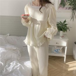 Women's Sleepwear Cute Pyjamas Set Women Cotton Comfortable Home Suit Pullovers Pyjamas Pant 2 Piece Homewear Clothes Y329