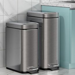 Waste Bins Stainless steel walking kitchen and bathroom garbage bin Silent garbage bin Household waterproof garbage bin 230711